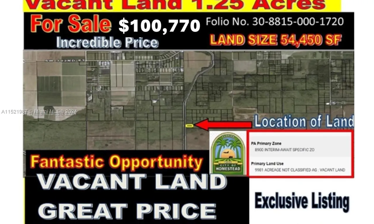 LAND HOMESTEAD, Homestead FL 33034